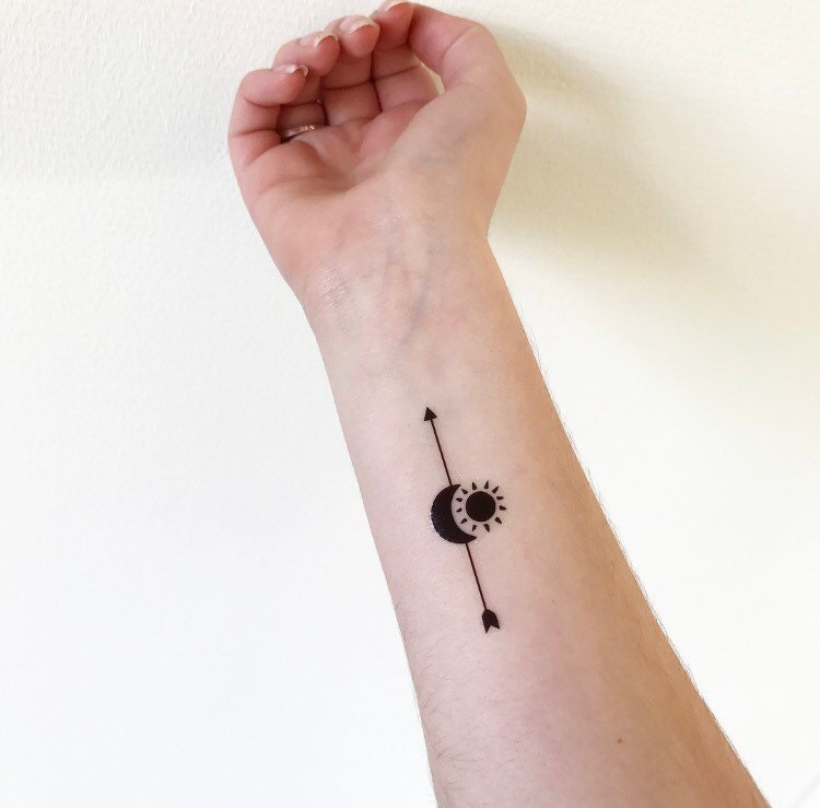 Arrow Sun Moon (set of 2) - Temporary Tattoo