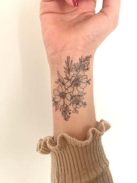 Floral F (set of 2)  - Temporary Tattoo