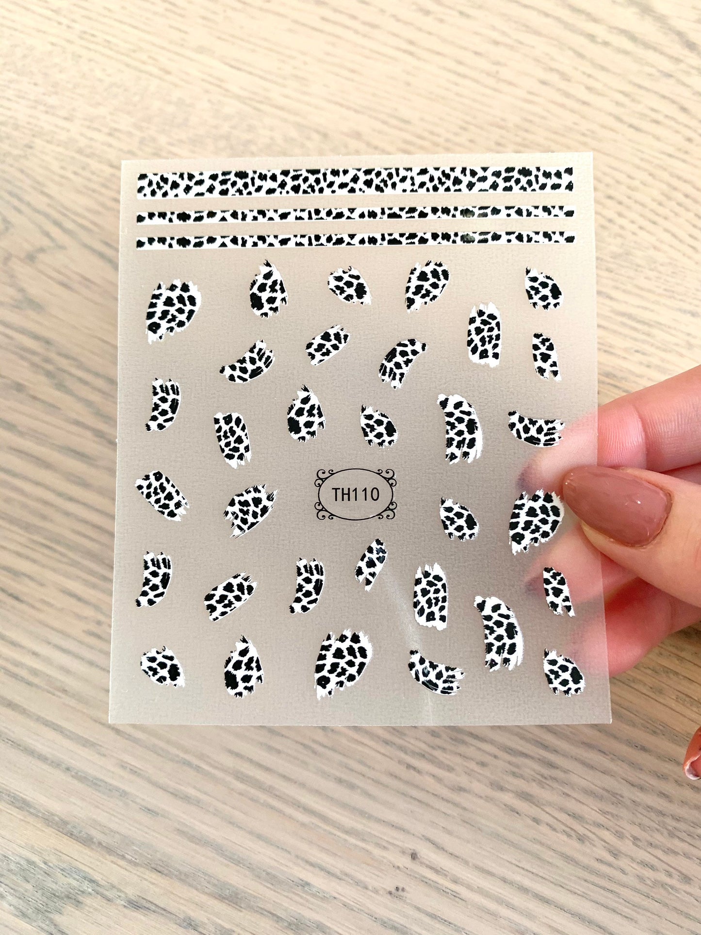 Nail Decals/Stickers - Black White Panther Pattern