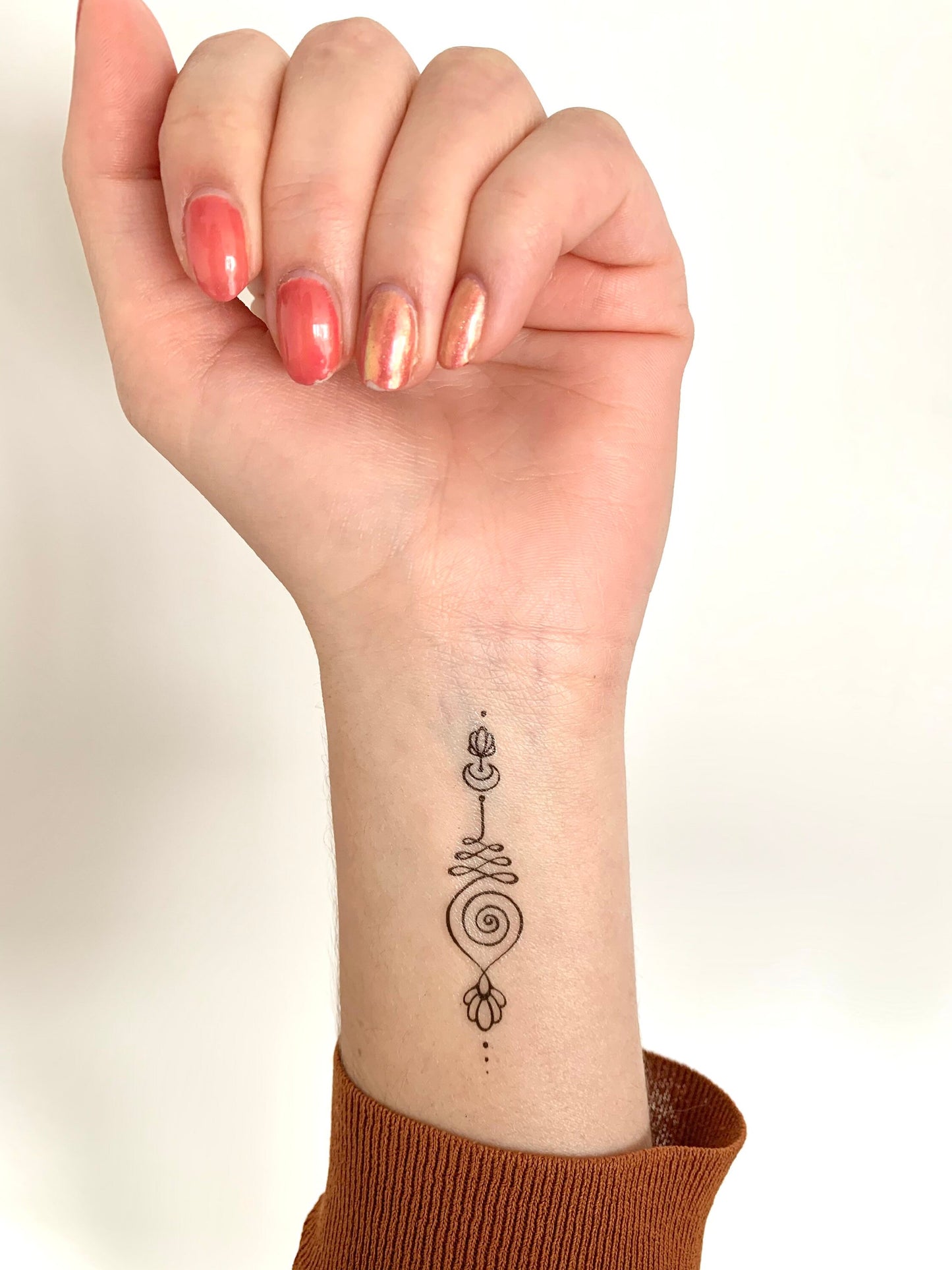 Unalome Tiny Moon (set of 2) - Temporary Tattoo