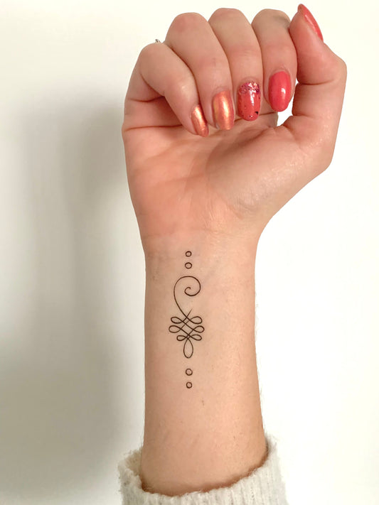 Unalome Swirl Dots (set of 2) - Temporary Tattoo