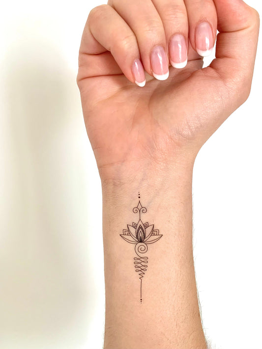 Unalome Lotus Art - Temporary Tattoo