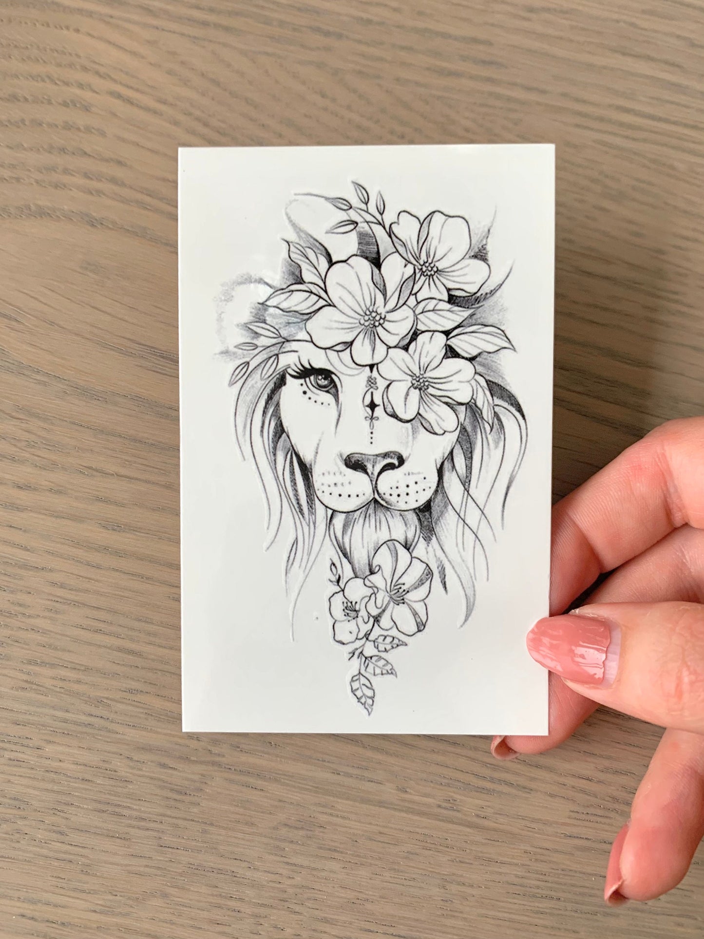 Lion Flower Small or Large (set of 2) - Temporary Tattoo