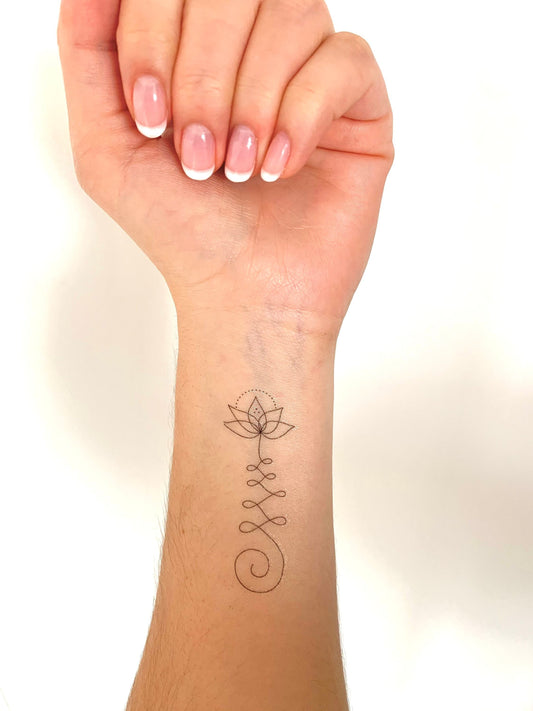 Unalome Lotus Swirl 2.0 (set of 2) - Temporary Tattoo