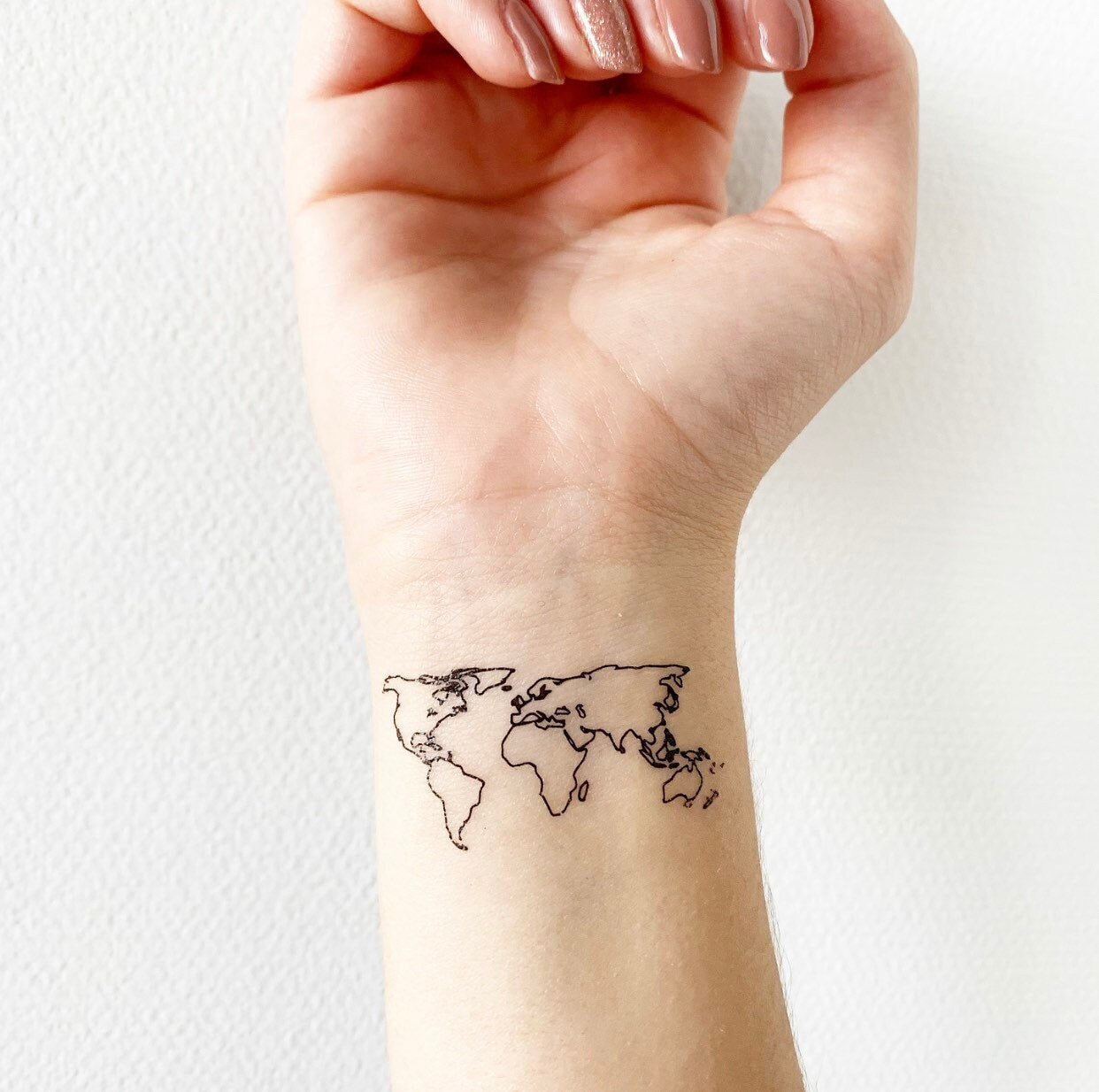 World Map Tattoo for Your Wrist