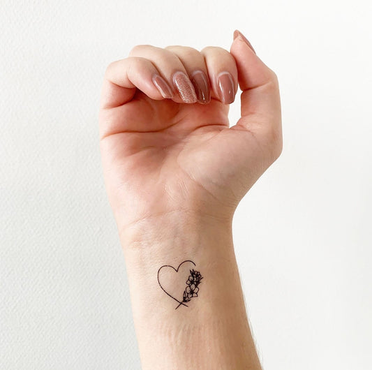Heart Flower (set of 2) - Temporary Tattoo
