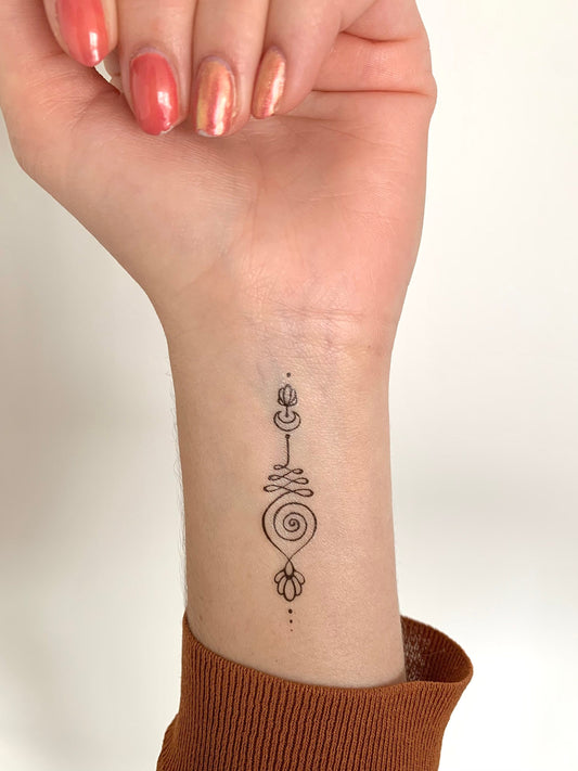 Unalome Tiny Moon (set of 2) - Temporary Tattoo
