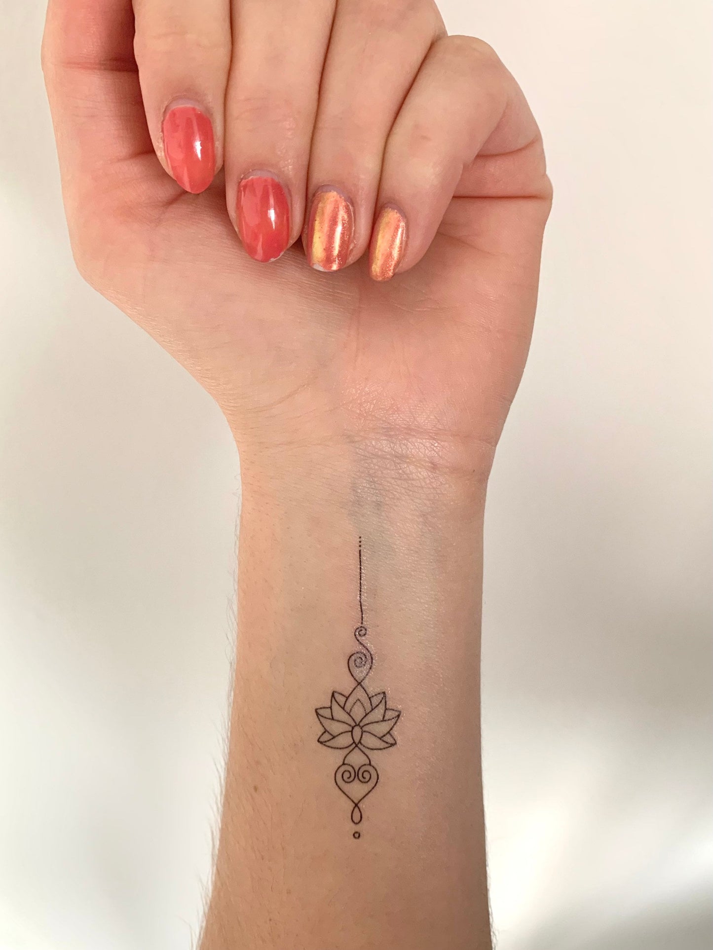 Unalome Lotus Heart (set of 2) - Temporary Tattoo