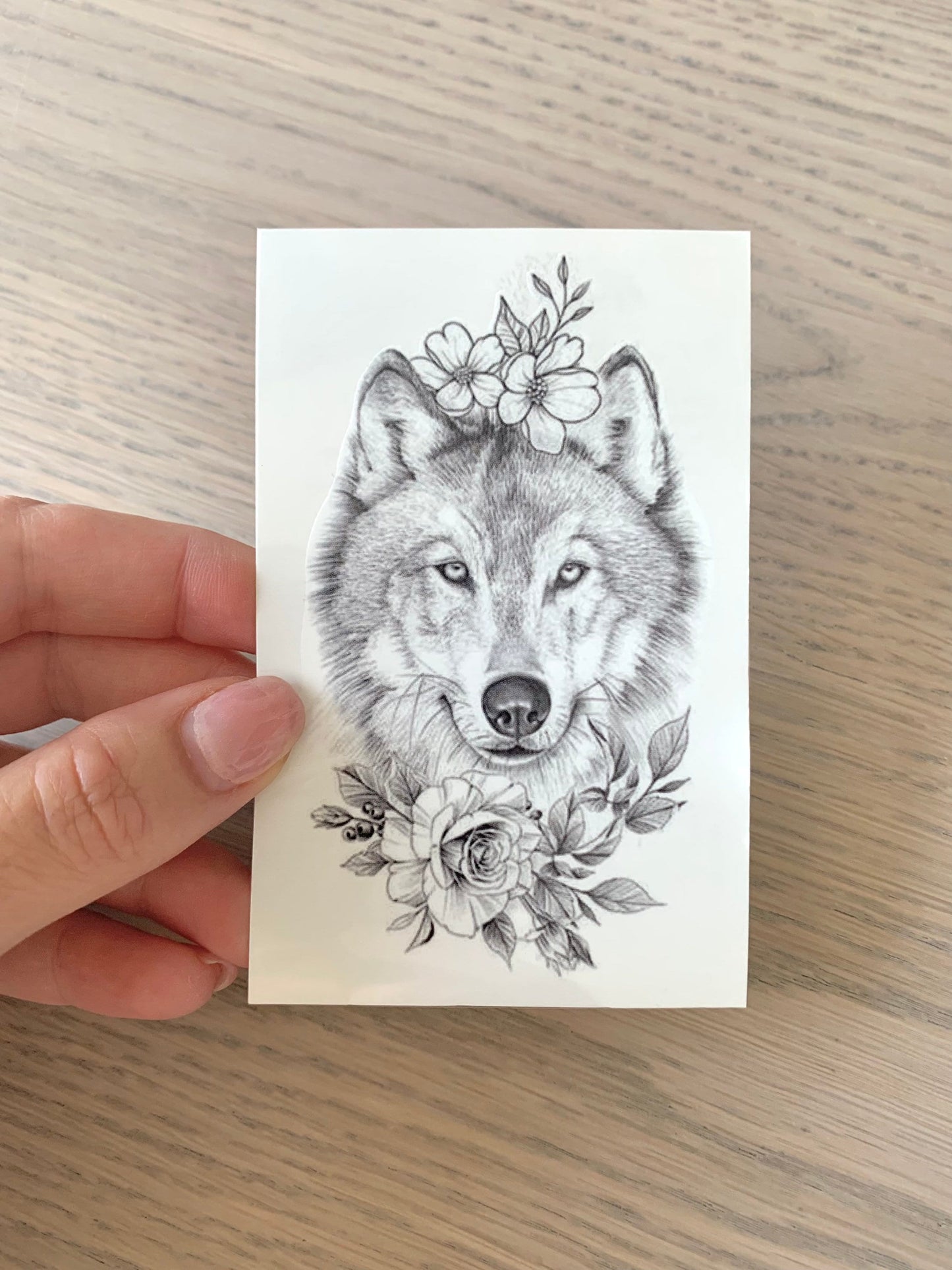 Wolf Flower - Temporary Tattoo