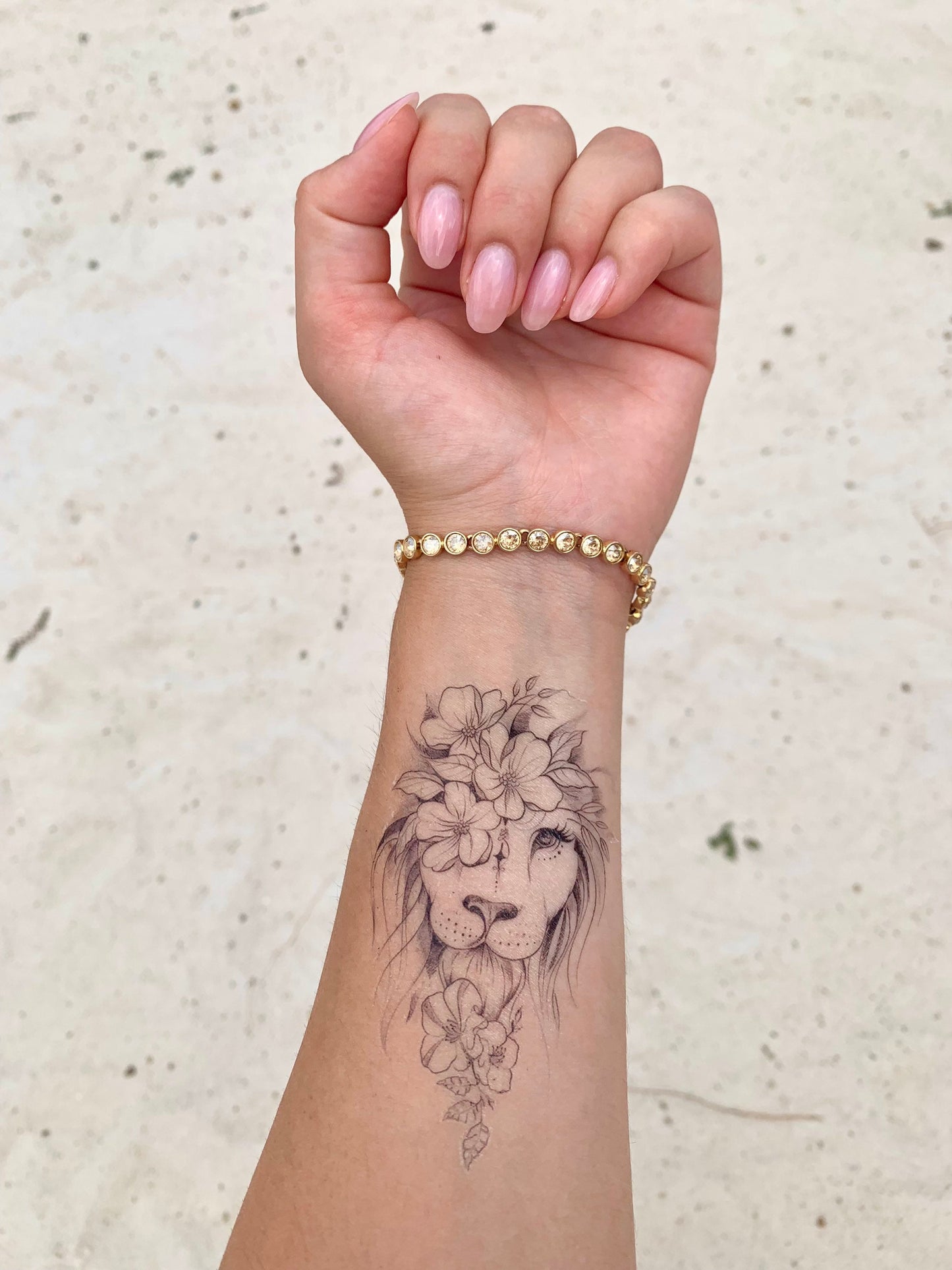 Lion Flower Small or Large (set of 2) - Temporary Tattoo