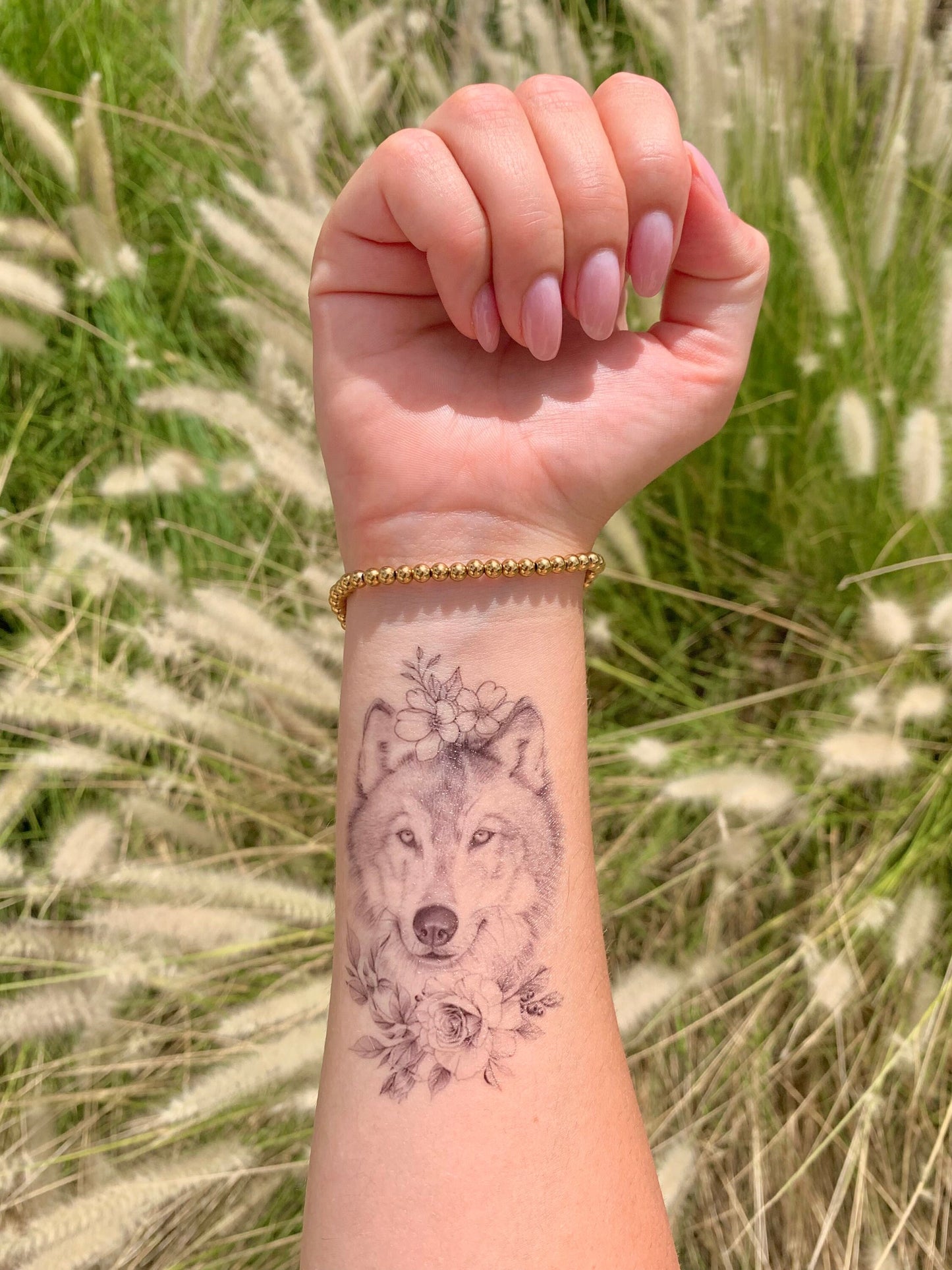 Wolf Flower - Temporary Tattoo
