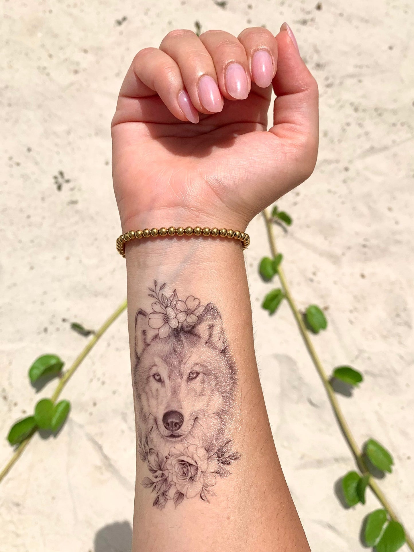 Wolf Flower - Temporary Tattoo