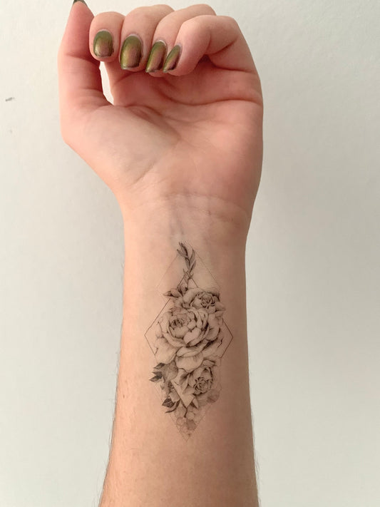 Square Rose (set of 2) - Temporary Tattoo