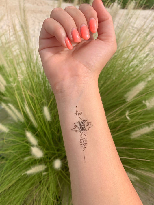 Unalome Lotus Art (set of 2) - Temporary Tattoo