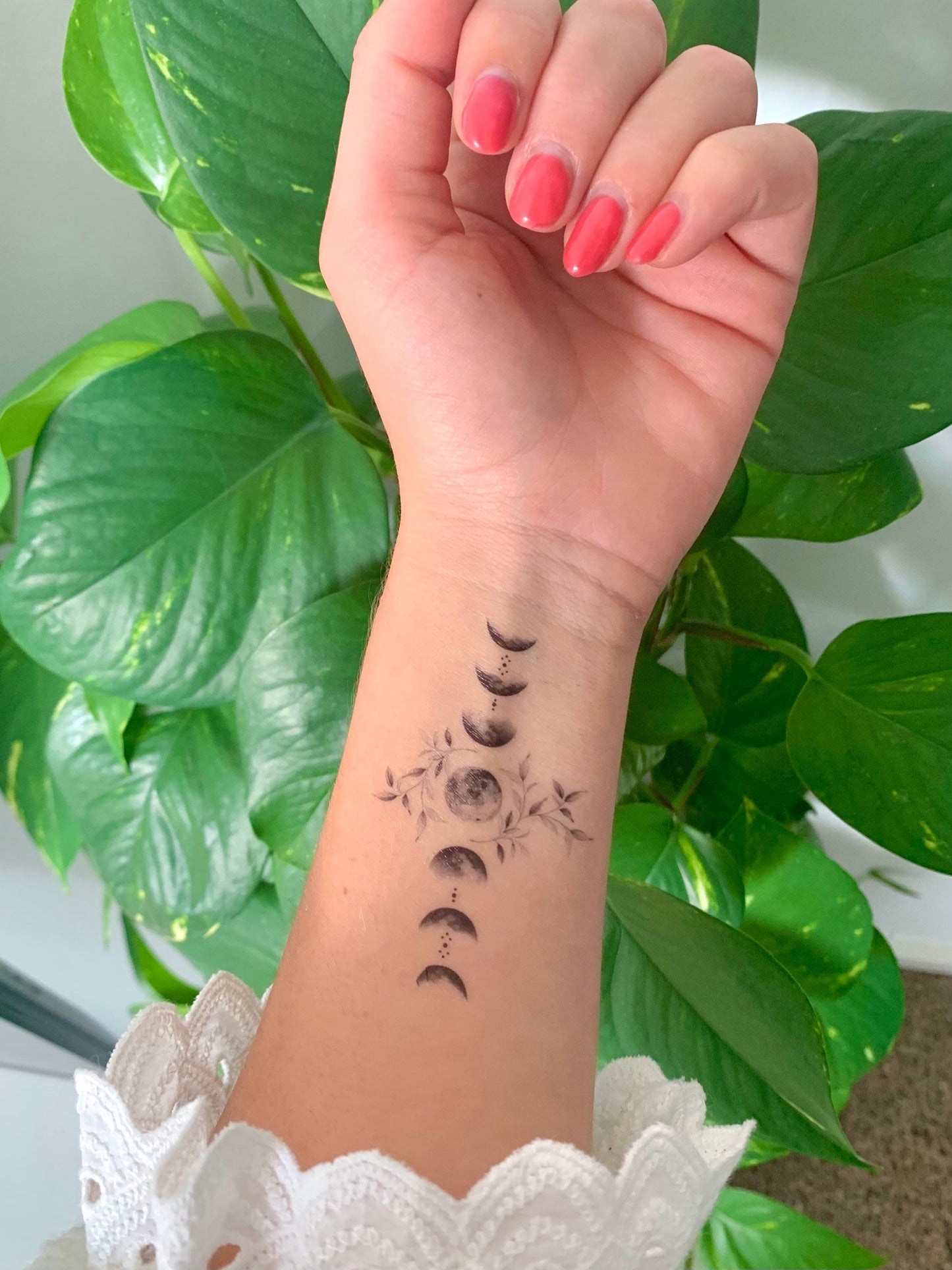 Moon Flower Phase (set of 2) - Temporary Tattoo