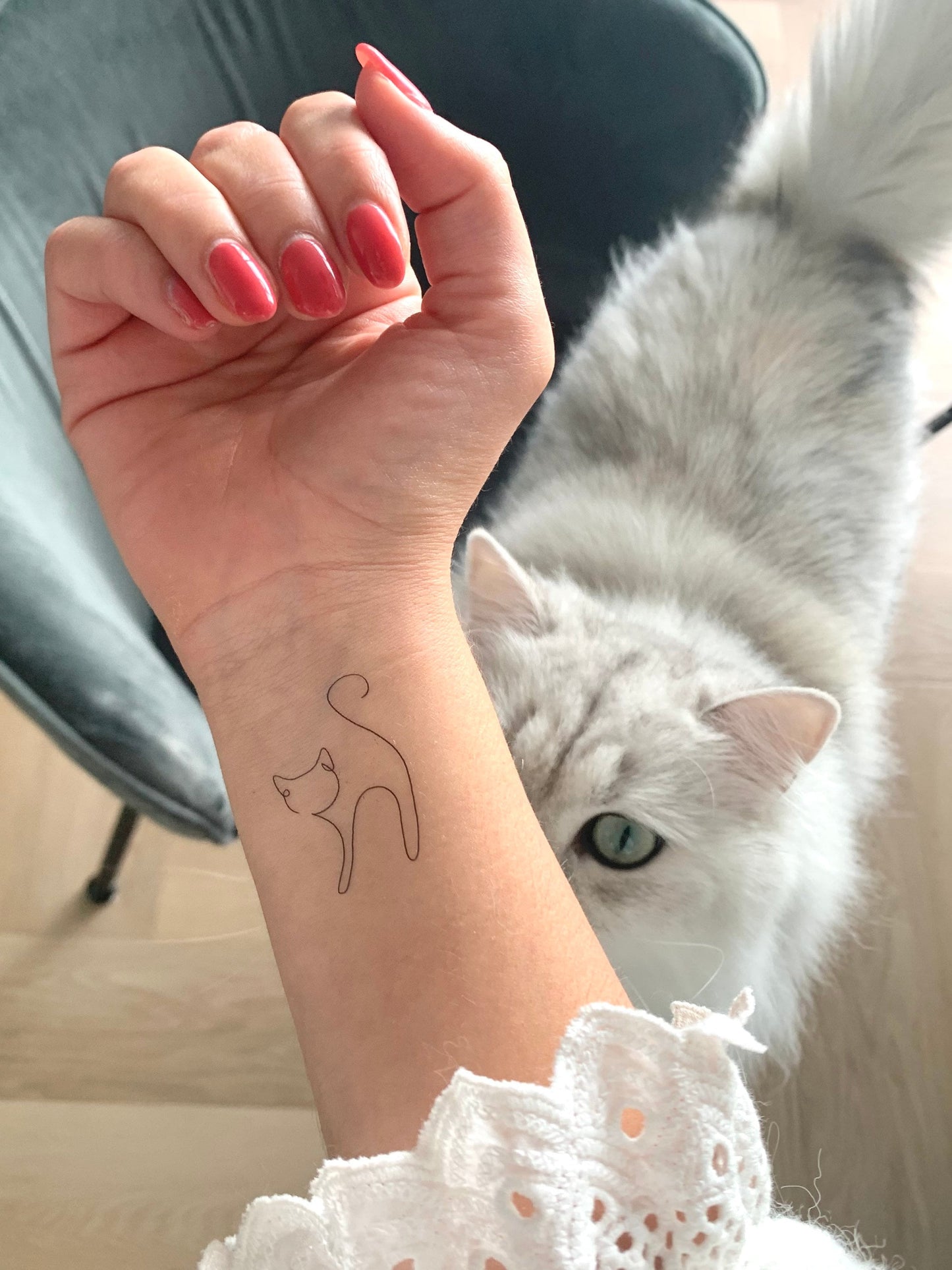 Cat Lined New (set of 2) - Temporary Tattoo