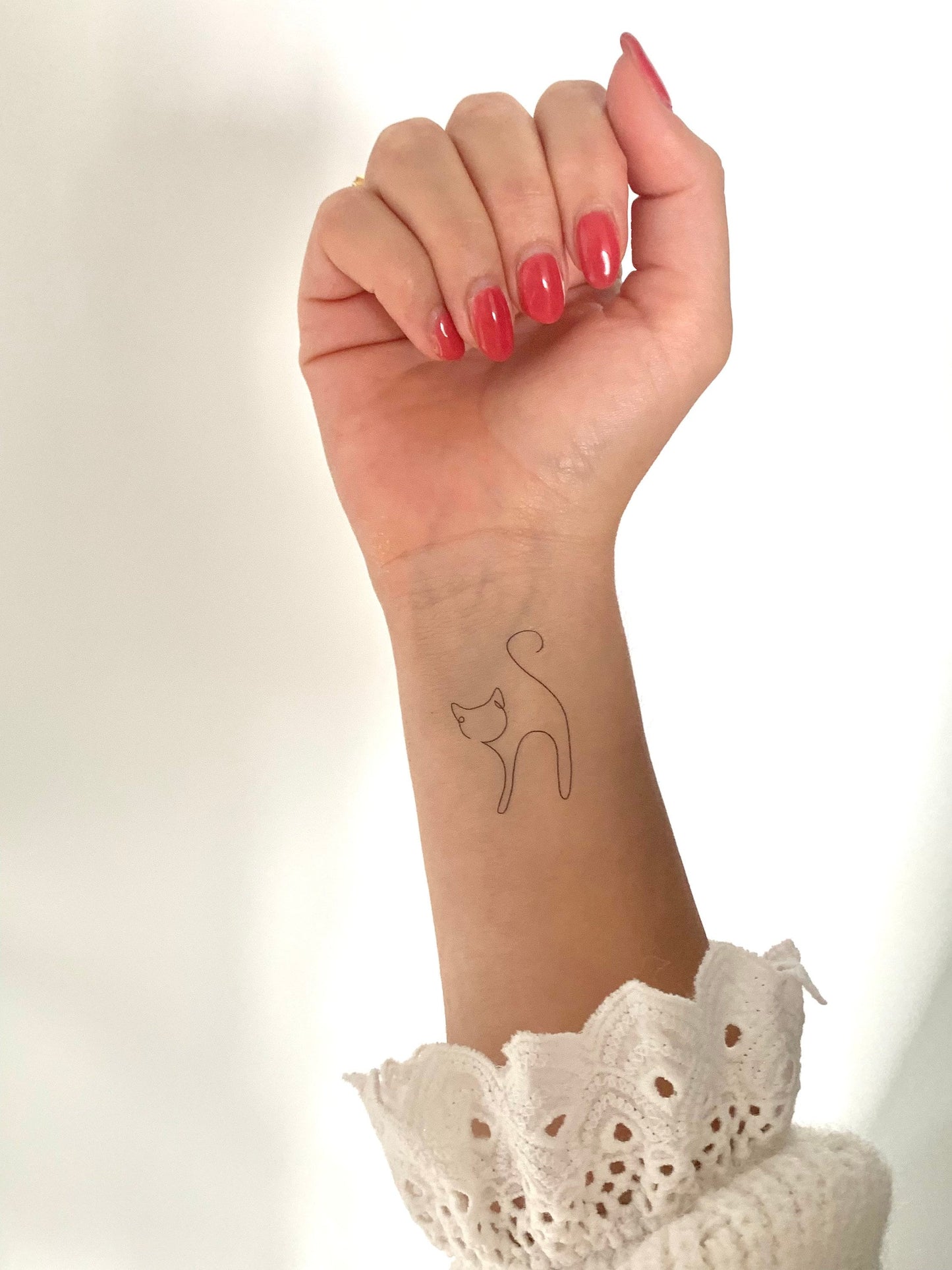 Cat Lined New (set of 2) - Temporary Tattoo