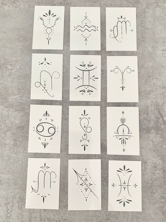 Zodiac Signs/Horoscope (set of 2) - Temporary Tattoo