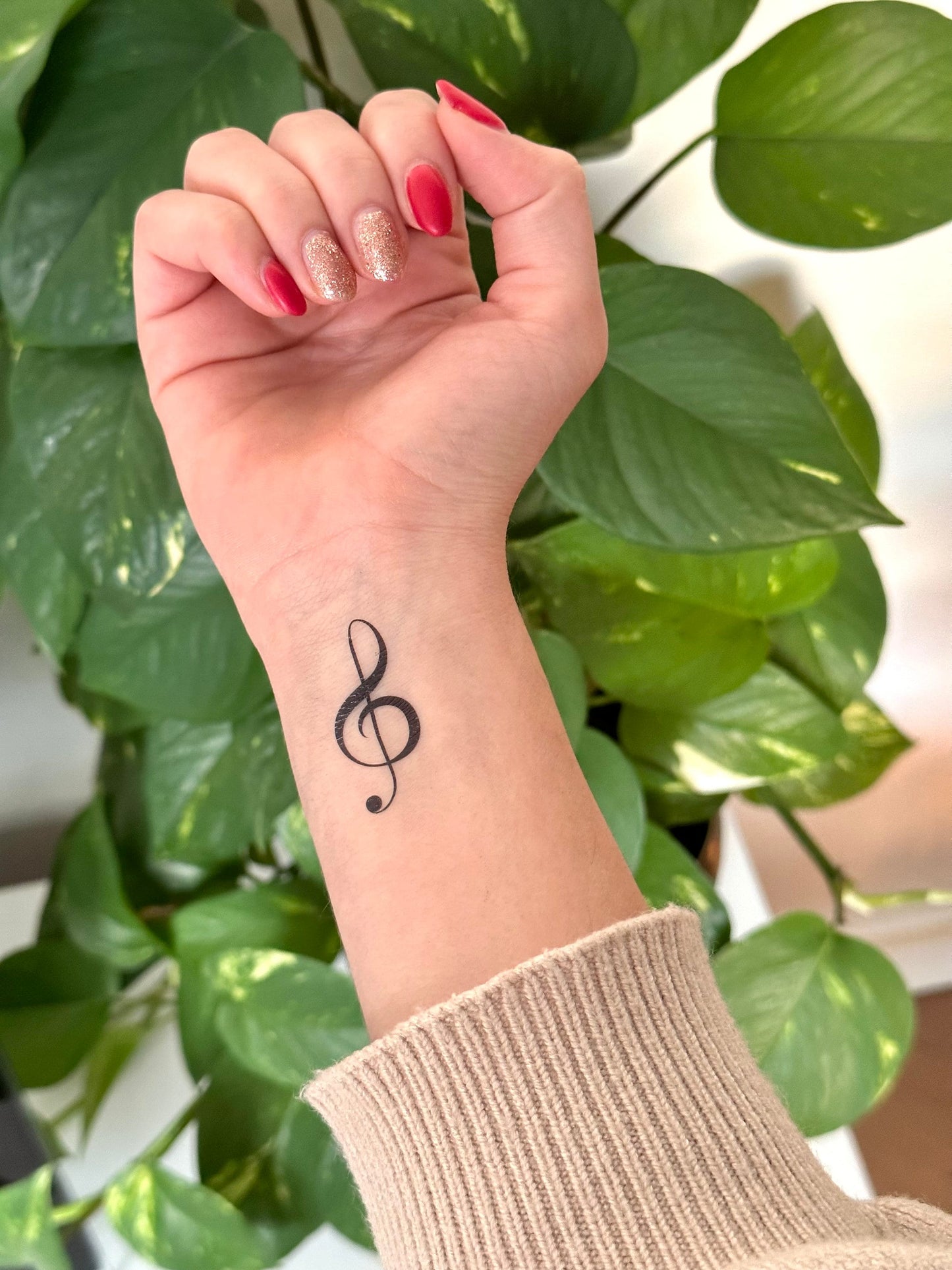 Treble Clef/Music Notes (set of 2) - Temporary Tattoo