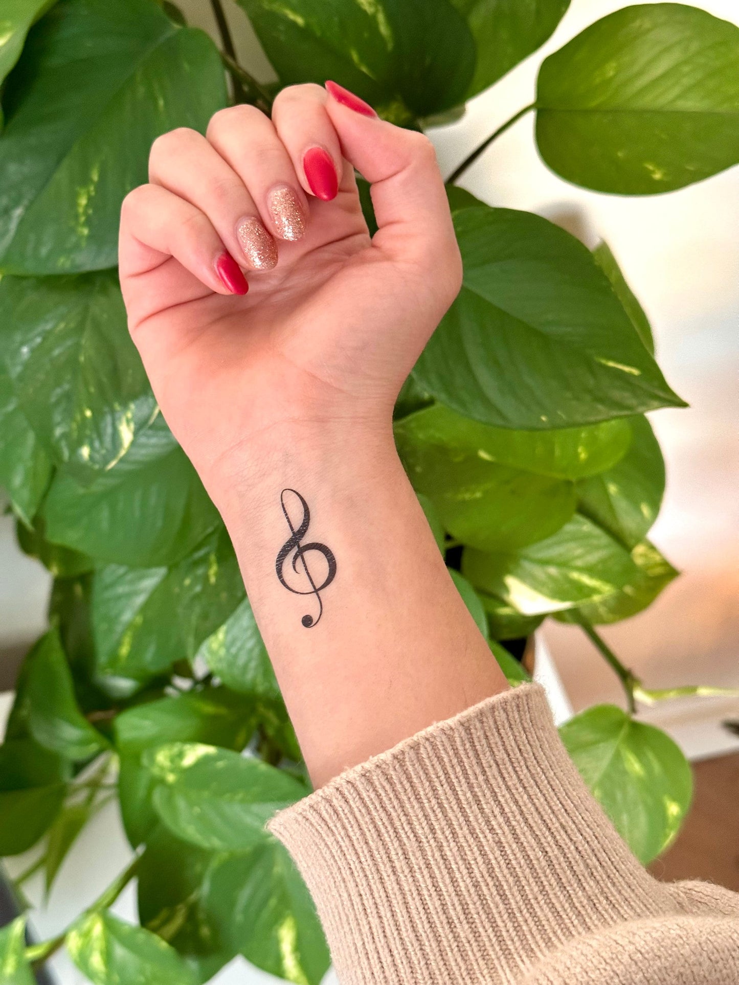 Treble Clef/Music Notes (set of 2) - Temporary Tattoo