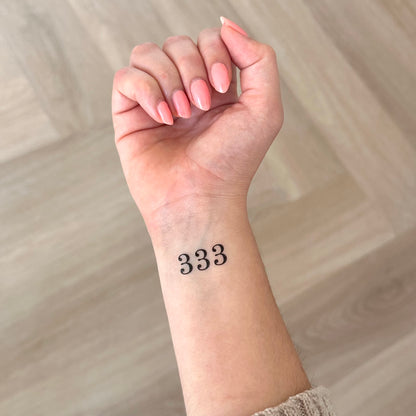 333 Angel Number (set of 2) - Temporary Tattoo