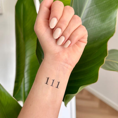 111 Angel Number (set of 2) - Temporary Tattoo