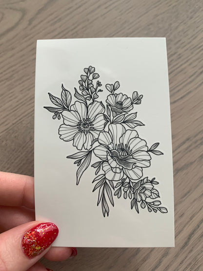 Floral F (set of 2)  - Temporary Tattoo