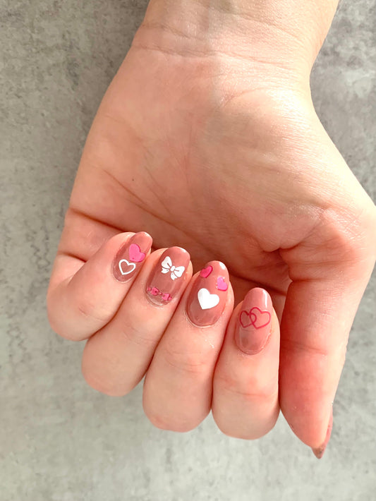 Nail Decals/Stickers - Pink and White Hearts