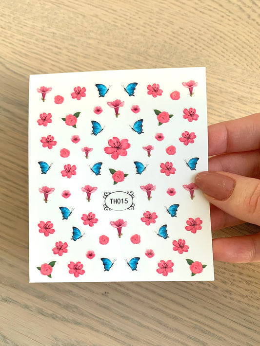 Nail Decals/Stickers - Flowers with Butterflies