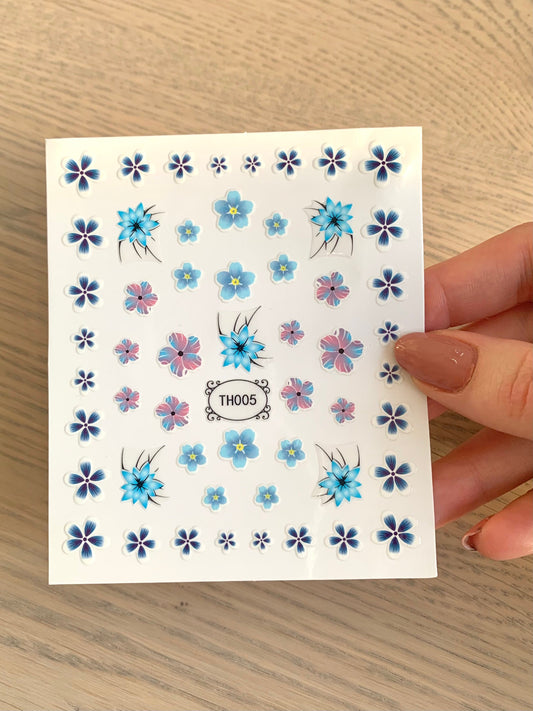Nail Decals/Stickers - Blue Flowers