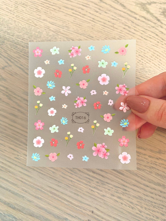 Nail Decals/Stickers - Colored Flowers