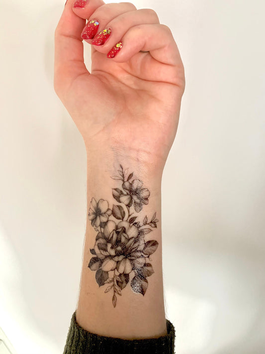 Floral D (set of 2) - Temporary Tattoo