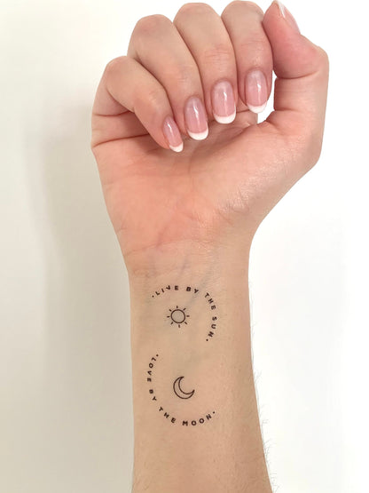 Live By The Sun, Love By The Moon (set of 2) - Temporary Tattoo