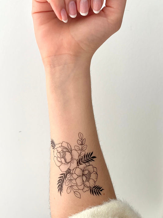 Floral H (set of 2) - Temporary Tattoo