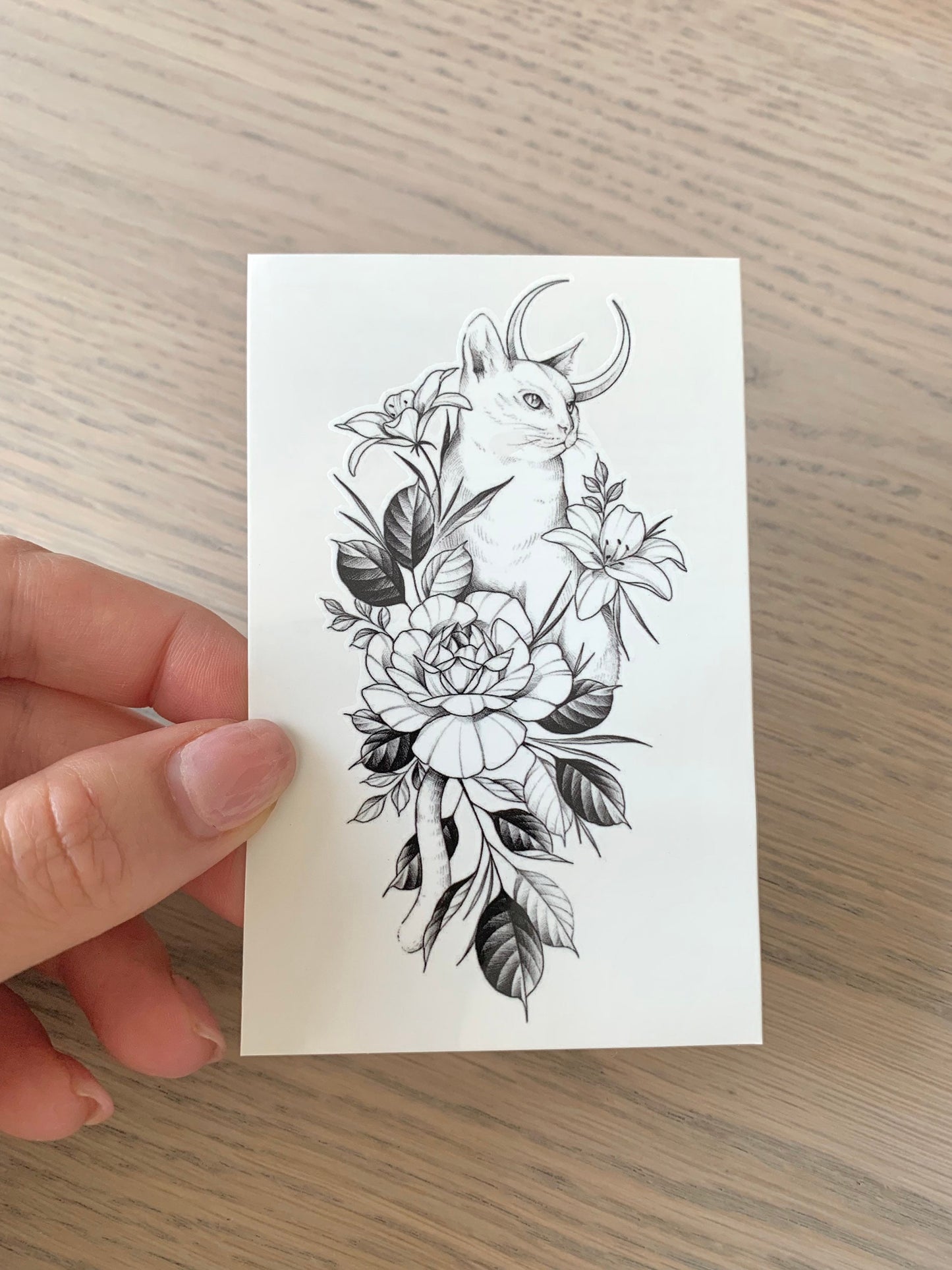 Cat Flower (set of 2) - Temporary Tattoo