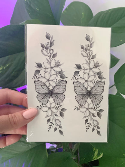 Floral Butterfly (set of 2) - Temporary Tattoo