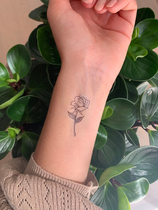 Rose with Stem (set of 2) - Temporary Tattoo