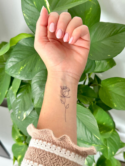 Rose One Lined (set of 2) - Temporary Tattoo