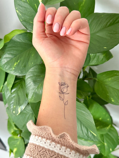 Rose One Lined (set of 2) - Temporary Tattoo