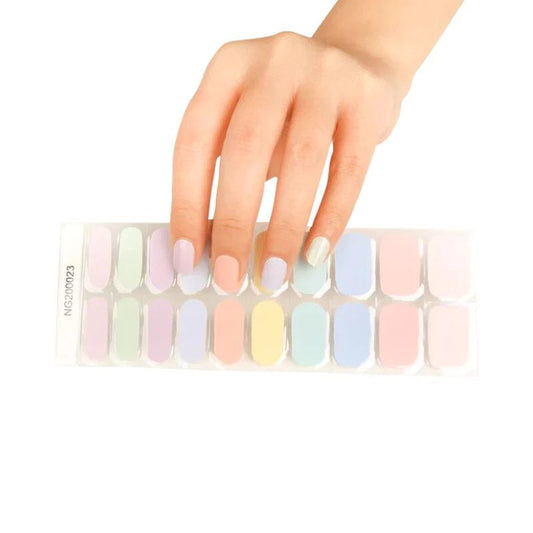 UV/LED Gel Nail Stickers | Semi Cured | Pastel Rainbow | 20 Nail Wraps