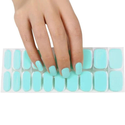 UV/LED Gel Nail Stickers | Semi Cured | Turquoise | 20 Gelpolish Nail Wraps