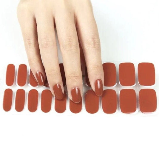 UV/LED Gel Nail Stickers | Semi Cured | Rust Brown | 20 Gelpolish Nail Wraps