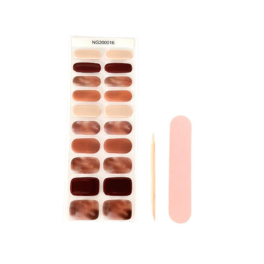 UV/LED Gel Nail Stickers | Semi Cured | Bronze Marble | 20 Nail Wraps