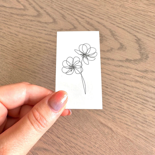 Double One Lined Flower (set of 2) - Temporary Tattoo