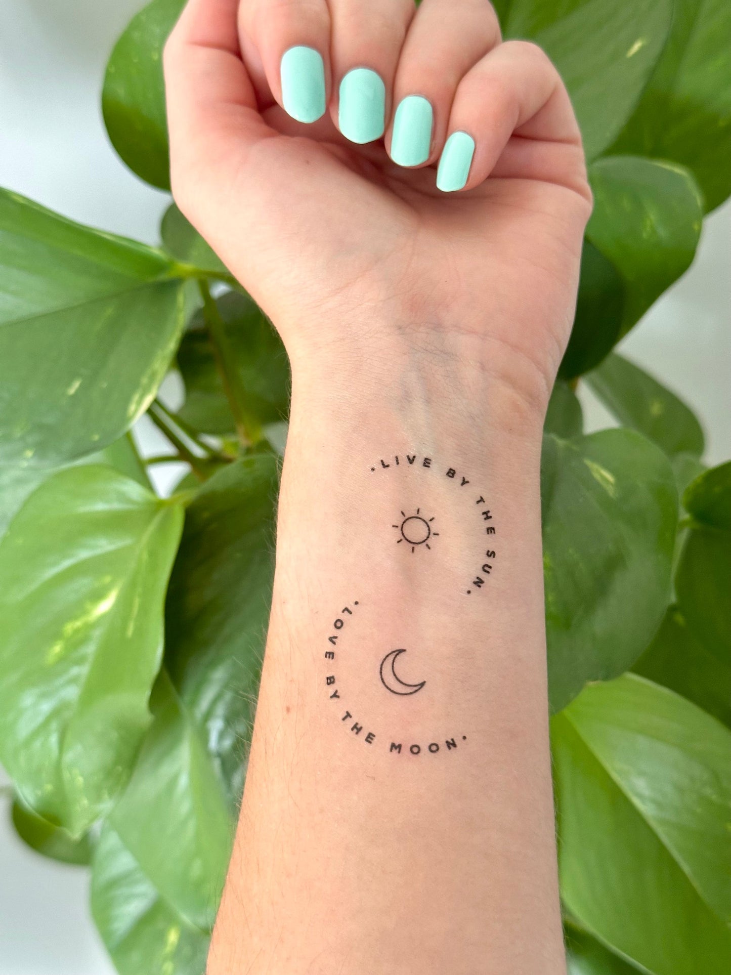 Live By The Sun, Love By The Moon (set of 2) - Temporary Tattoo