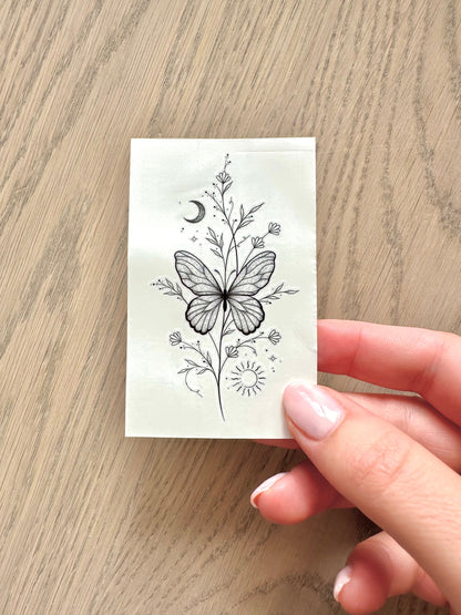 Butterfly Flower (set of 2) - Temporary Tattoo